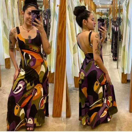 vestido farm longo languido voo doce p