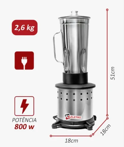 Liquidificador Industrial Alta Rotação KD Eletro 2 Litros Cor Prateado