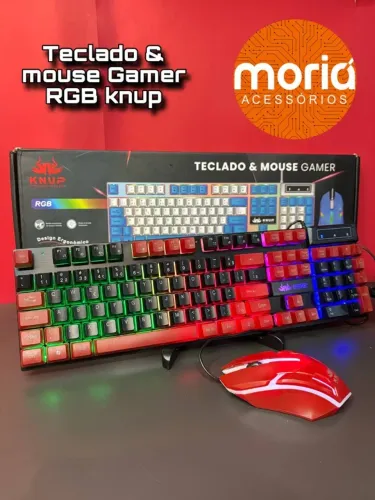 Kit Teclado E Mouse Gamer Led RGB AOAS Vermelho