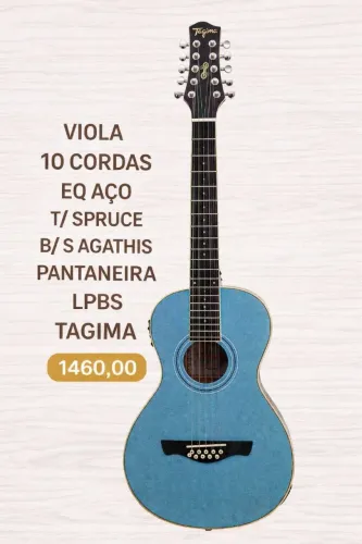 VIOLA CAIPIRA ELETROACÚSTICA  AÇO T/SPRUCE B/S AGATHIS PANTANEIRA LPBS TAGIMA