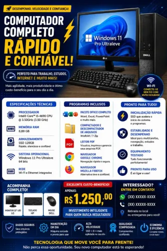 Computador i5 completo roda tudo, led 22p, SSD, 8gb.