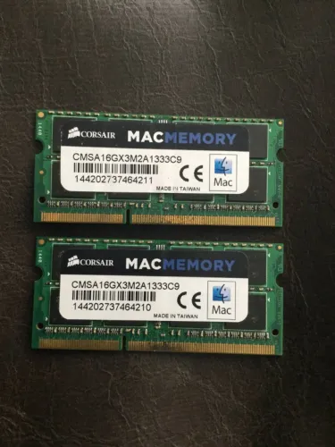 Kit Memória RAM 16GB (2x8GB) Corsair MacMemory DDR3 1333MHz para Notebook / Apple
