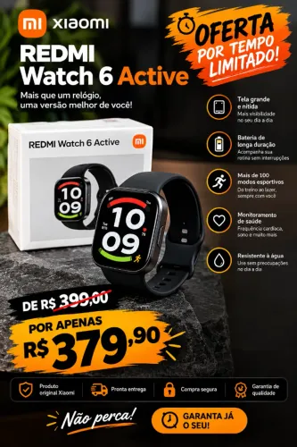 Smartwatch Xiaomi Redmi Watch 6 Active novo lacrado