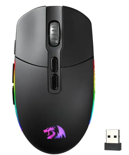 Mouse Gamer Sem Fio Redragon Invader Pro, RGB, 10000 DPI, 8 Botões, Wireless, Preto