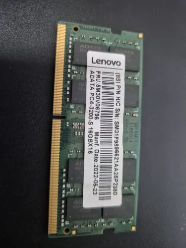 Memória RAM Lenovo/ADATA 16GB DDR4 3200MHz SODIMM para Notebook - Testada