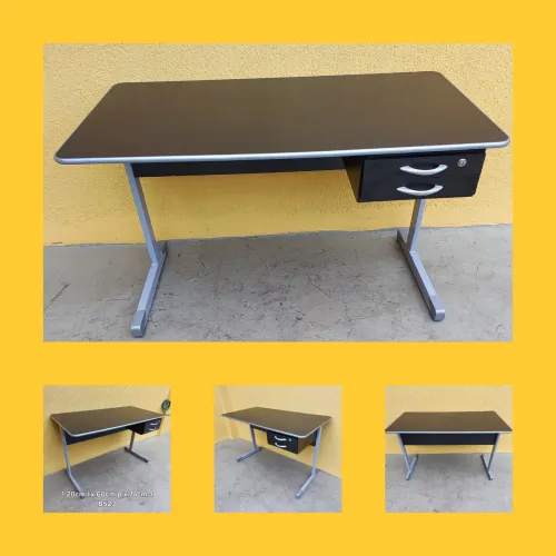Mesa escritório com gavetas preta
