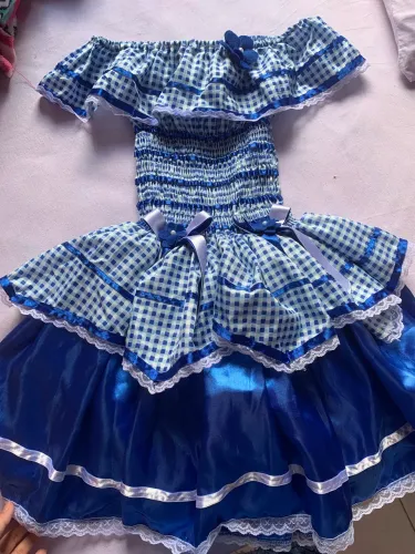 VENDO/ VENDA VESTIDO JUNINO AZUL INFANTIL