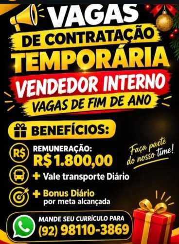 OPORTUNIDADE DE FIM DE ANO! ESTAMOS CONTRATANDO!<br>