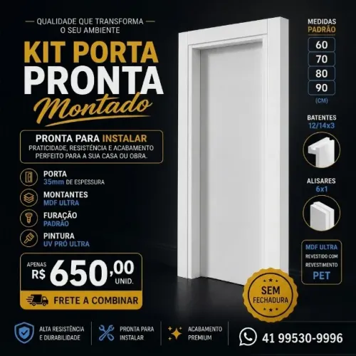 KIT PORTA PRONTA COMPLETO - PRONTA PARA INSTALAR