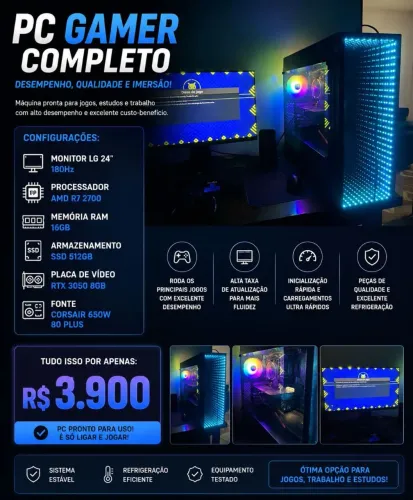 Pc gamer completo troco em notebook gamer 