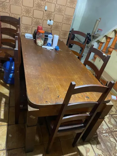 Mesa jantar madeira 8 cadeiras