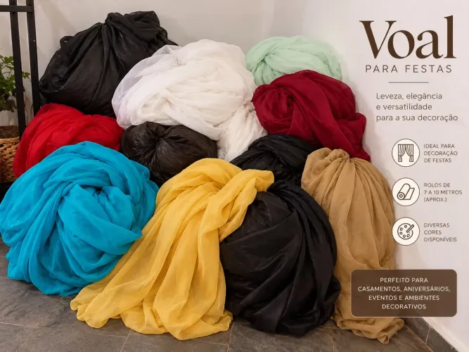 Tecidos Voal para Decoração de Festas - Diversas Cores