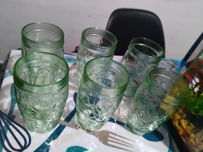 Kit com 6 Copos de Vidro Verde