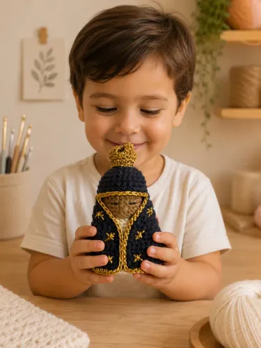 Mini Santinha de amigurumi