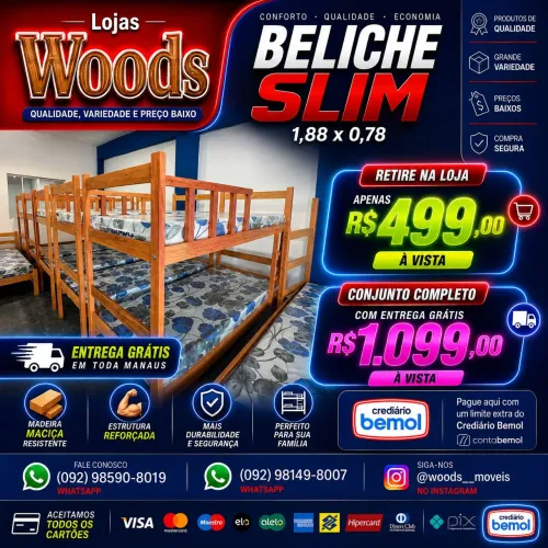 Beliche Madeira R$ 499,00 Woods Slim Novo Disponível a Pronta Entrega