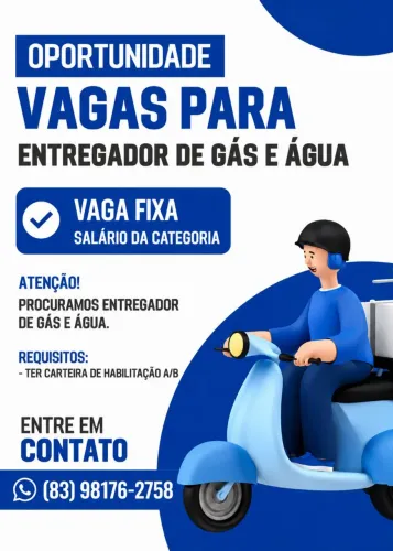 Vaga entregador de gás - Mangabeira e Bancários