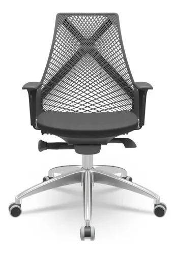 Cadeira Ergonômica BIX Plaxmetal - Base Alumínio - Ajuste Slider - Premium