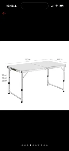 Mesa Dobrável de Alumínio 120x60cm com Tampo MDF e Alça para Camping