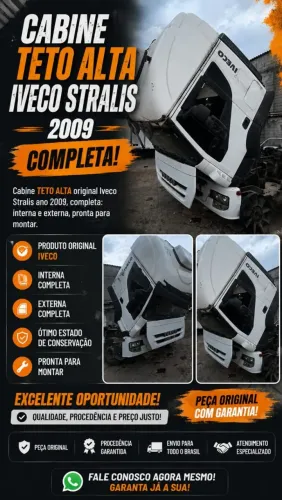 Cabine Completa Iveco Teto Alto Com Acessórios (Parachoques, Paralamas e Estribos)