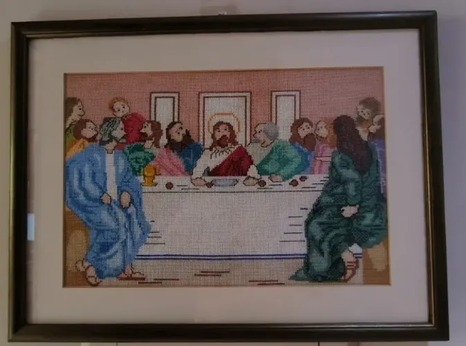 Quadro Santa Ceia em ponto cruz