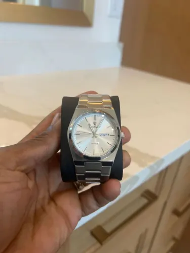 Relógio Masculino Poedagar Luxury OldMomey - Prata com Fundo Branco