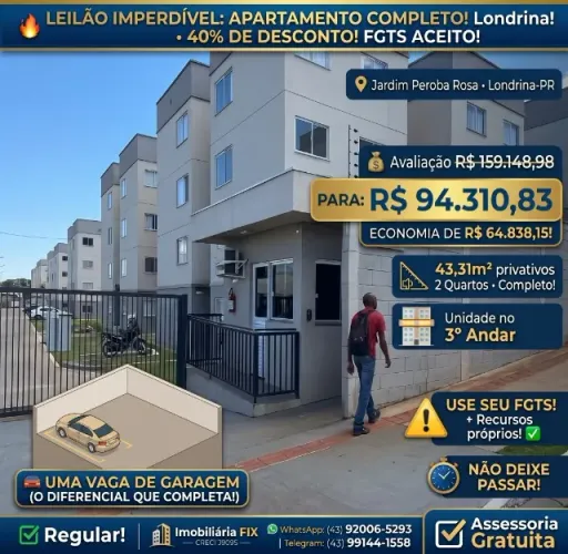 ? LEILÃO ? APARTAMENTO 3º · LONDRINA-PR! 40% DE DESCONTO! FGTS ACEITO!