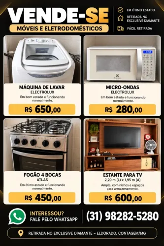 Móveis Usados - Máquina de Lavar - Microondas - Fogão - Estante Painel Rack