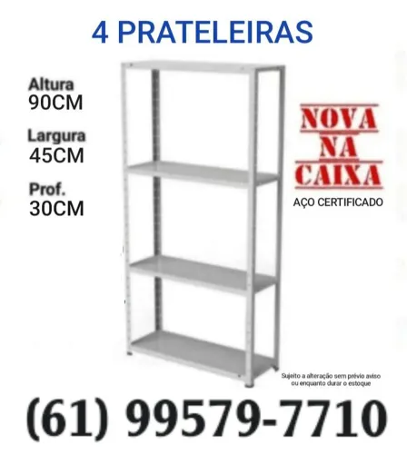 Estante de Aço 4 Prateleiras (Nova na Caixa)