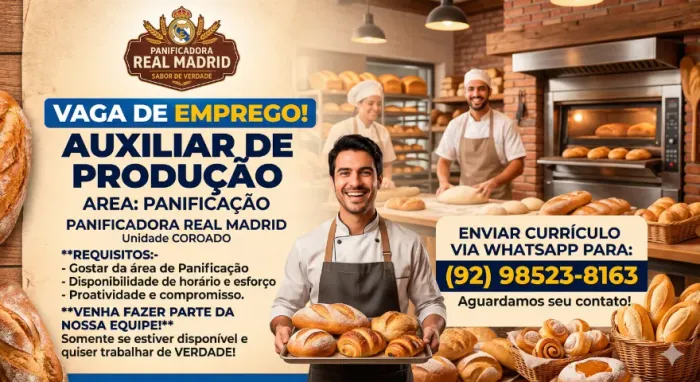 Auxiliar de produção (Padaria)