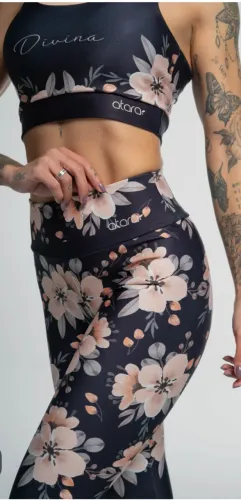 Conjunto Fitness Atara / Divina Fitness Estampa Floral (Top + Legging)