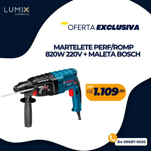MARTELETE PERF/ROMP 820W 220V + MALETA BOSCH
