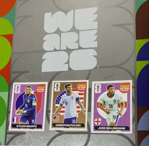 Figurinhas LEGENDS 2026 M BAPPE, BELLINGHAM e PULISIC