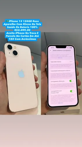 iPhone 13 128GB Rosa - Aparelho Com Riscos Na Tela (Usado)