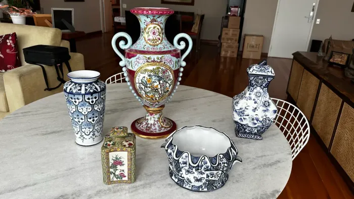 Conjunto de 5 peças pintadas à mão