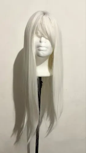 Peruca Branca De Franja Longa