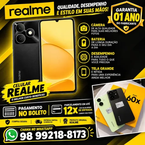 Aparelhos REALME no Boleto- NOTE 60,60X, 70, 80