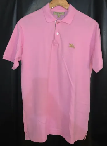 Camisa Polo Burberry London England Rosa Tamanho M semi nova original