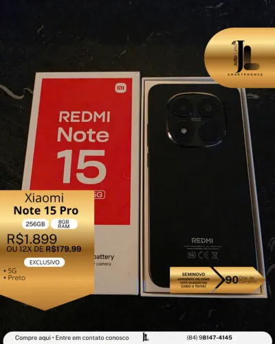 REDMI NOTE 15 PRO, 5G, 256GB, 8GB RAM, SEMINOVO, EXCLUSIVO!