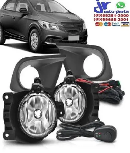 Kit Farol Milha Prisma Joy 2017 2018 2019 Auxiliar Neblina + Moldura Preta