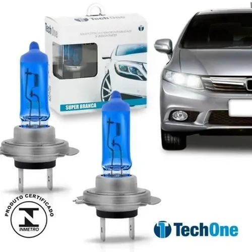 Par Lâmpada Super Branca H7 8500k Tipo Xenon 12V 55W - Tech One 