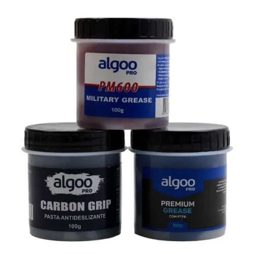 Kit 3 Graxas Bike Algoo 100 gramas Pasta Atrito Carbono - Algoo PM600 - Multiuso PTFE 7847