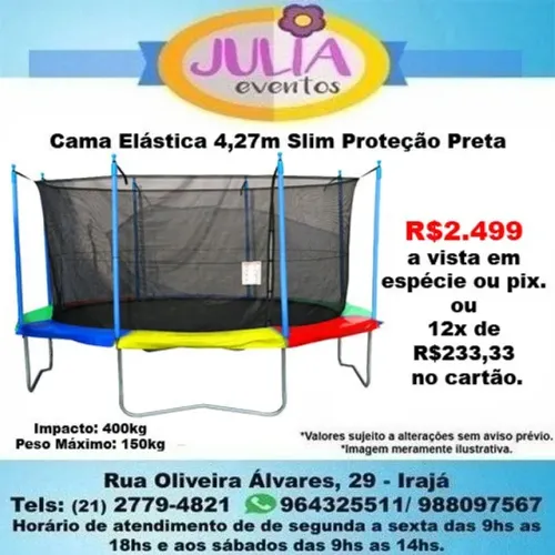 Cama Elástica 4,27m Slim Proteção Preta