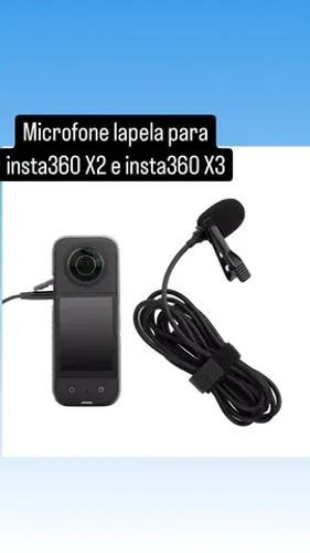 Microfone lapela para insta360 X2 e x3