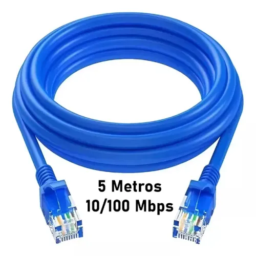 Cabo De Rede 5 Metros Rj45 Lan Internet 10/100 Mbps