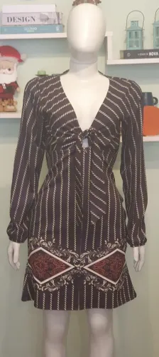 Vestido Preto com Estampa - PKS