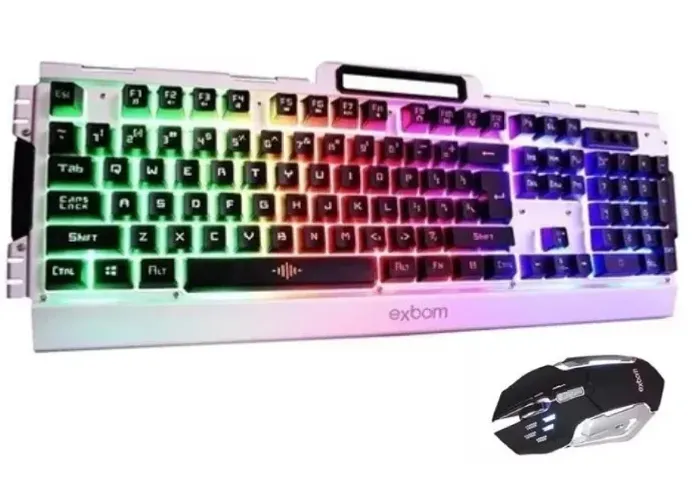Kit Teclado e Mouse Gamer Exbom Com Led Colorido BK-G3000