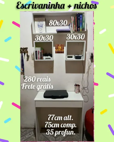 Escrivaninha com nichos - Frete Grátis!