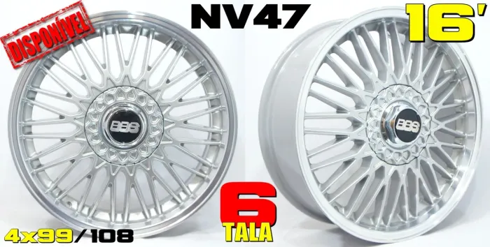 Rodas BBS NV47 aro 16 prata com borda diamantada multi furos 4x99/108 novas tala 6