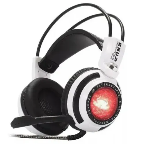 Headset Gamer Knup KP-400 White Led Vermelho 7.1 P2 (2 Saídas) - WZetta
