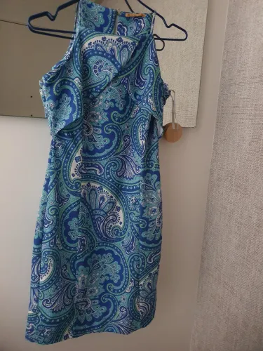 Vestido curto estampado azul 38